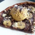 Chocohazelnootpizza met banaan en vanille