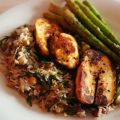 Geroosterde asperges met halloumi en rijst