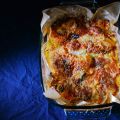 gratin van aardappel, zoete aardappel, prei en[...]