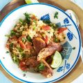 Tomatenpilav met kruidige kip