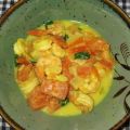 Thaise curry met gamba's en basilicum