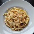 Spaghetti met asperges en vanilleroomsaus