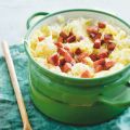 Zuurkoolstamp met rookworstcroutons