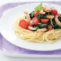 Spaghettini met garnalen en spinazie