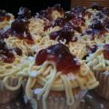 Cupcakes met spaghetti en gehaktballen