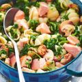 Pasta met zalm en spinazie