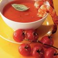 Tomatensoep met garnalen en geroosterde[...]