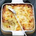 Gratin van aardappel, ansjovis en ui