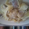 Pasta met creme fraiche en champignons