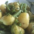 Krieltjes met sperziebonen en pesto