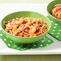 Spaghetti met kruidige garnalen en tomaatjes