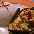 Amok - vis gestoomd in curry en kokosmelk