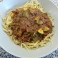 Spaghetti met gehakt en courgette