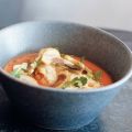 Gazpacho met gefrituurde roodbaars