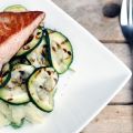 Stampot rucola met gebakken zalm en gegrilde[...]