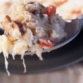 Paddestoelen-zuurkoolstamppot met blauwaderkaas
