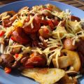 Spelt pasta met chorizo en paddenstoelen