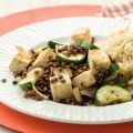 Roerbakmaaltje met linzen, tofu en courgette