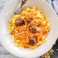 Gehaktballetjes met tagliatelle en paprikasaus