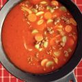 Tomaten-roerbaksoep met gehakt
