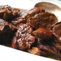 Draadjesvlees met champignons en ui in jus