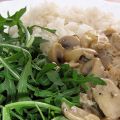 Kippenragout met champignons en witte rijst
