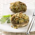 met Stilton&kruidenboter gevulde champignons