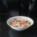 Salade van aubergine en coburgerham