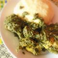 Kip met cassaveblad