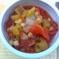 Soepje van kikkererwten, bleekselderij en tomaat