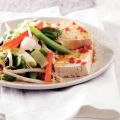 Gestoomde tofu met pittige sojadressing
